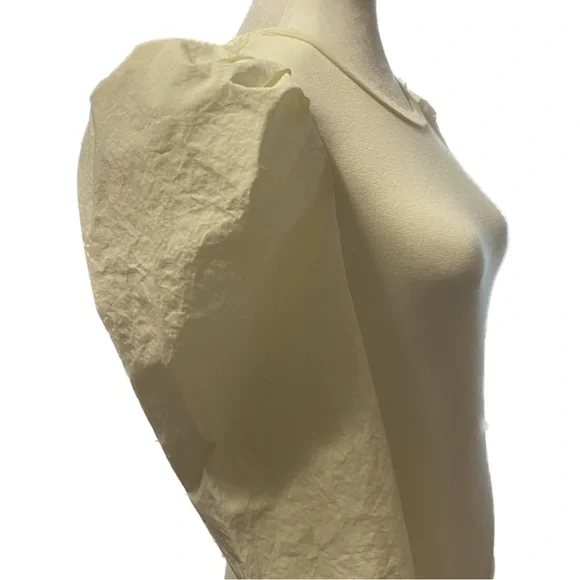 Skies are Blue Puff Sleeve Blouse Cream Crew Neck Size XS NWT - Picture 13 of 16